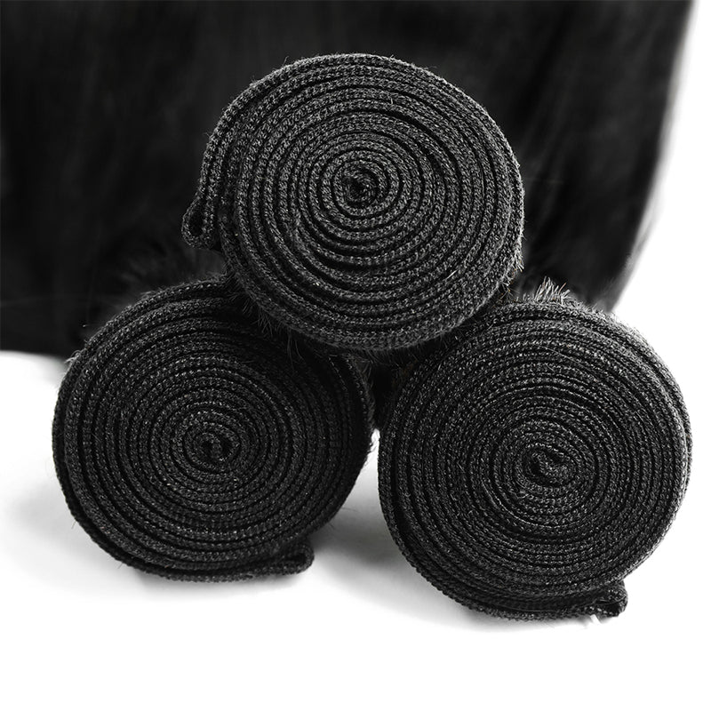 Ishow Beauty Yaki Straight Hair Bundles - Rolled Close-Up