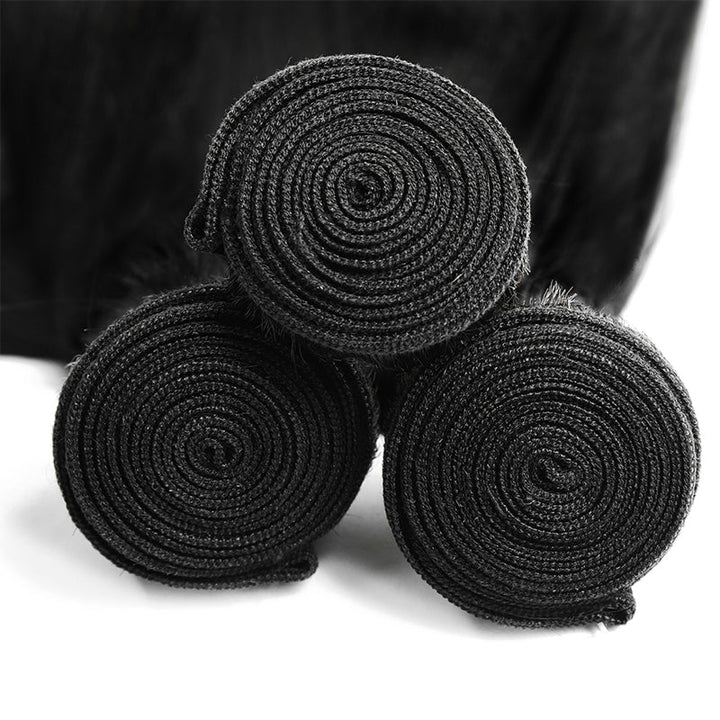 Ishow Beauty Yaki Straight Hair Bundles - Rolled Close-Up