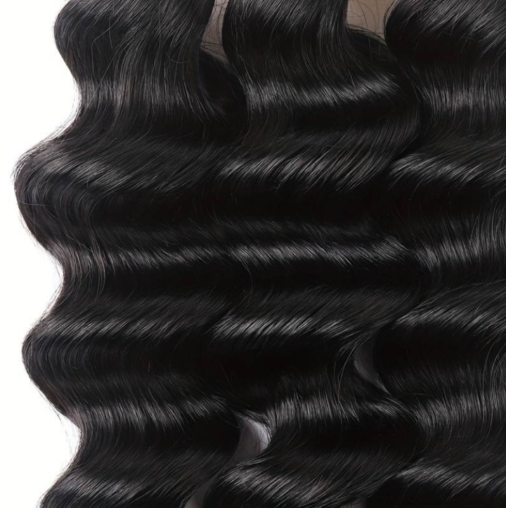 Glossy Loose Deep Wave Human Hair Texture in Natural Black Color