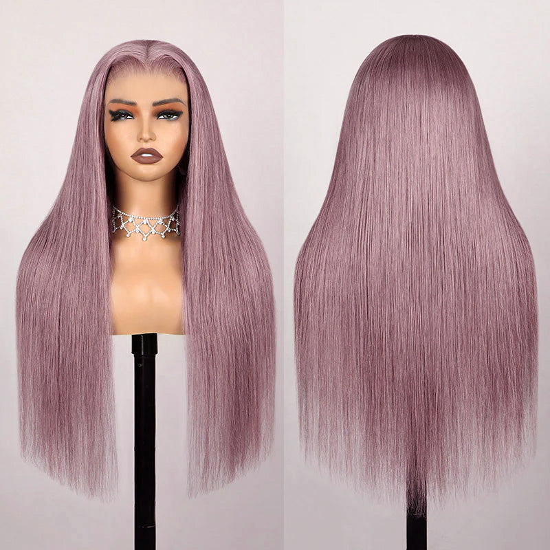 Ash Purple Straight Human Hair Wig | Ishow Hair