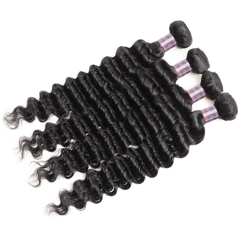 Peruvian Deep Wave Human Hair Bundles, 8a Grade