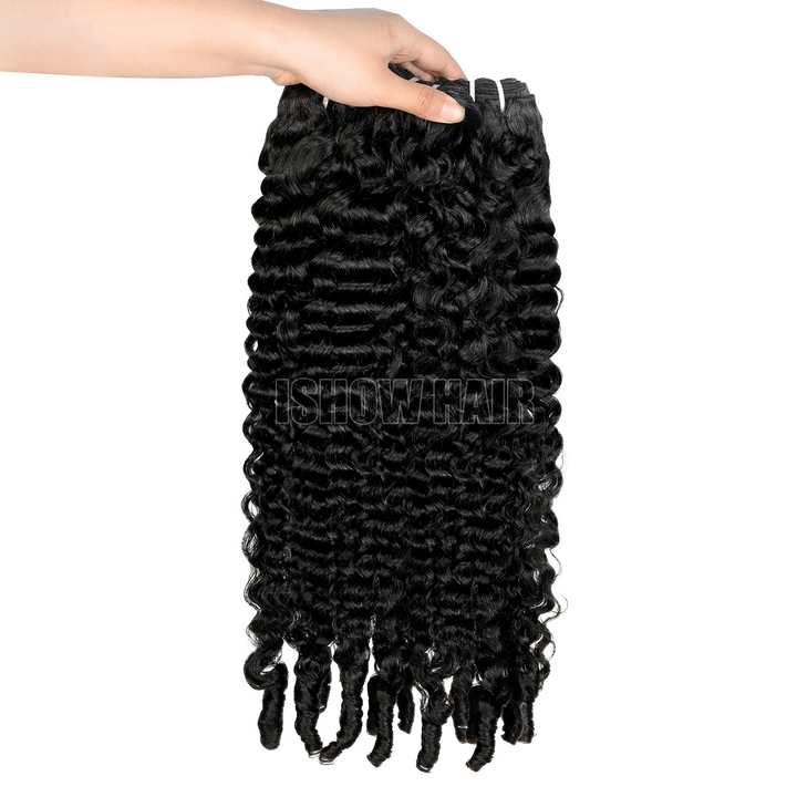 Ishow Burmese Curly Human Hair Bundles, Shiny& Natural Appearance