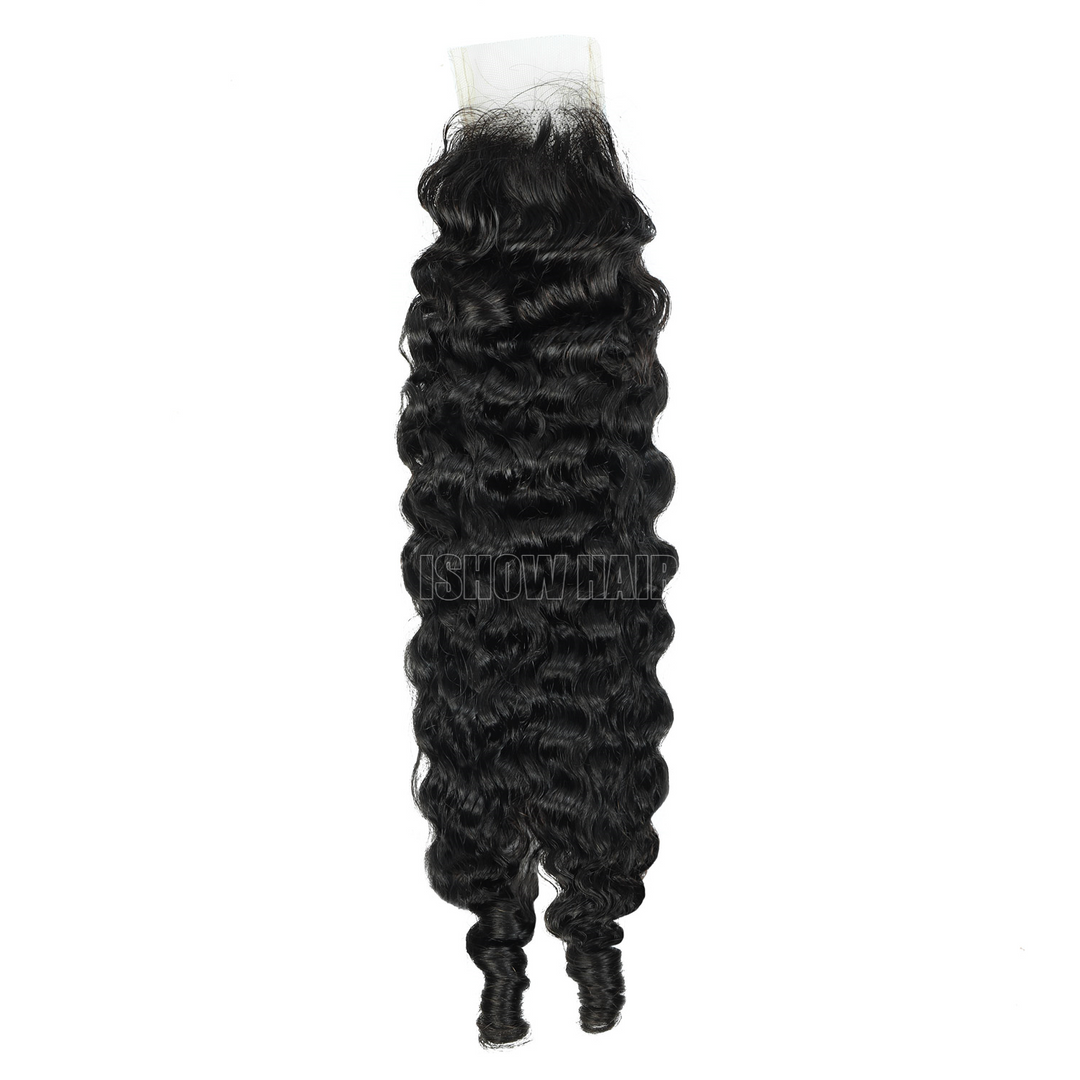 One Piece Ishow Burmese Curly 2x6 Lace Closure, Transparent Swiss Lace