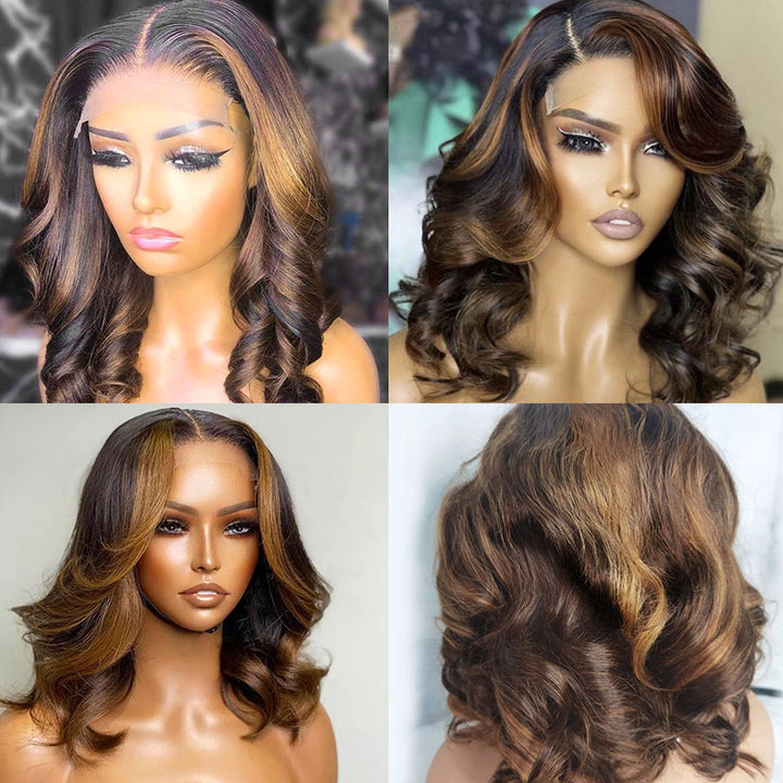 Highlight Blonde Bob Wig With Body Wave Texture and Pre-Plucked Hairline