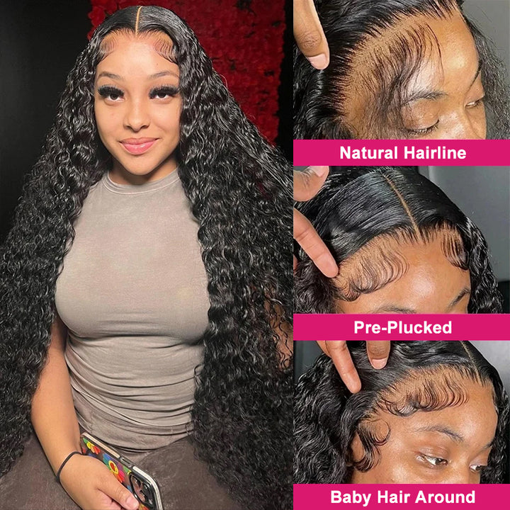 Water Wave Lace Front Wig Features Natural Hairline and Pre-Plucked Design