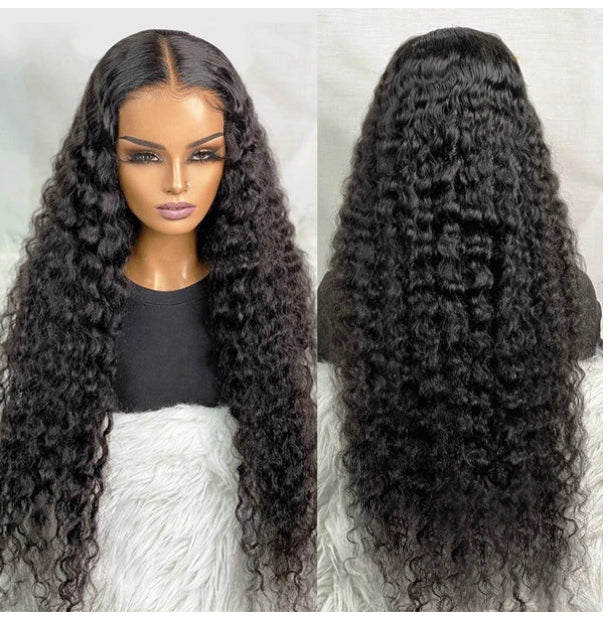 18-Inch Water Wave Human Hair Wig On Mannequin Showcasing Natural Curls and Volume