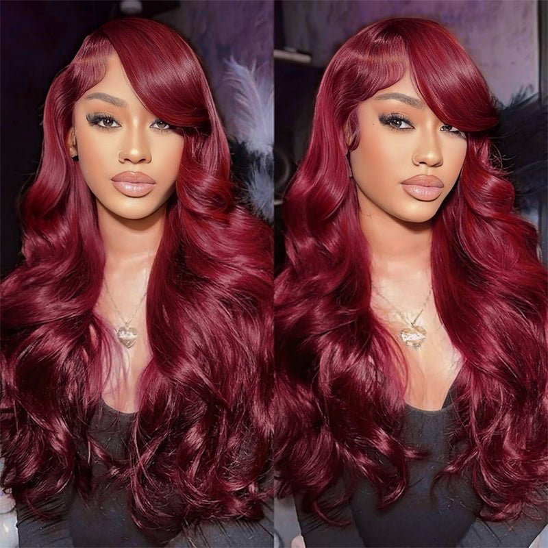 Burgundy Wigs 13x4 Body Wave Colored Lace Front Wigs 250% Density Human Hair Wigs