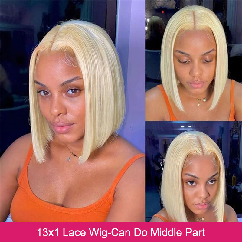 613 Blonde Bob Wig With Middle Part
