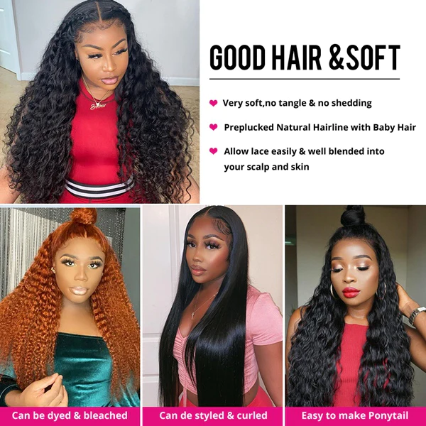 Collage of Models Showcasing Various Styles of Human Hair Wigs and Closures