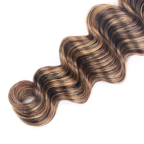 Loose Deep Wave Honey Blonde Hair Bundle With P4/27 Highlights