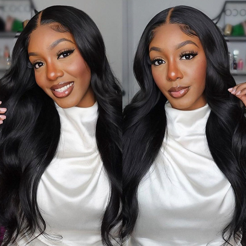 Model Demonstrating Ishow 12a Grade Sleek Straight Black Hair Bundles With Shine