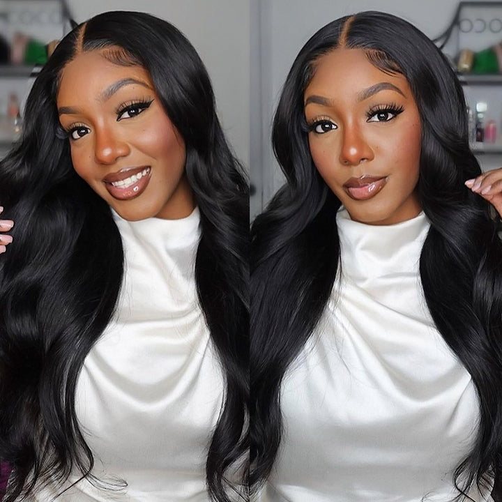 Model Demonstrating Ishow 12a Grade Sleek Straight Black Hair Bundles With Shine