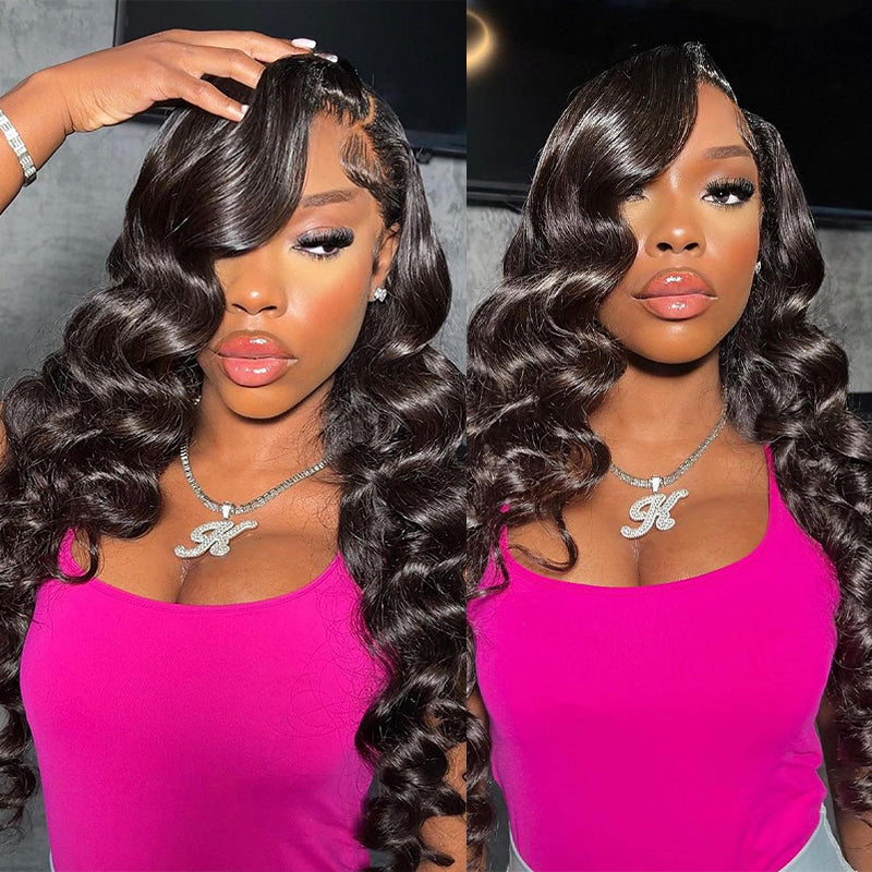 Woman in Pink Top Wearing a Loose Deep Wave Brazilian Hair Wig With Curls