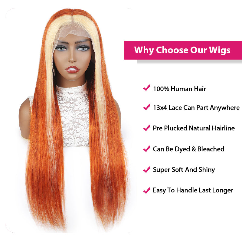 Ginger Wig 13x4 Blonde Human Hair Wigs Straight Hair Lace Front Wigs With Baby Hair