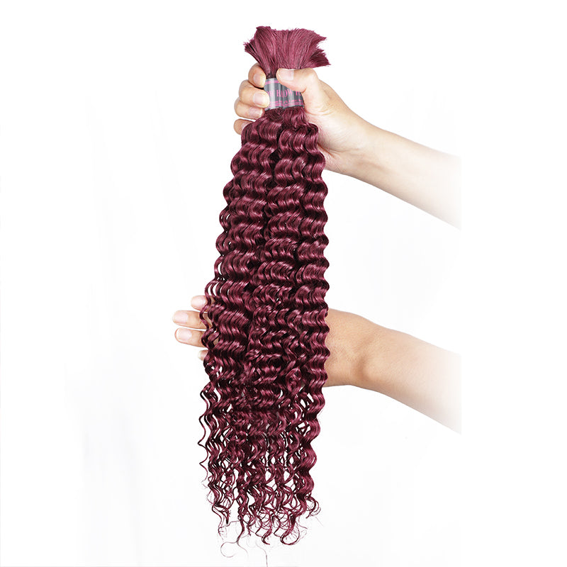 99J Burgundy Deep Wave Human Hair Extensions for Braiding