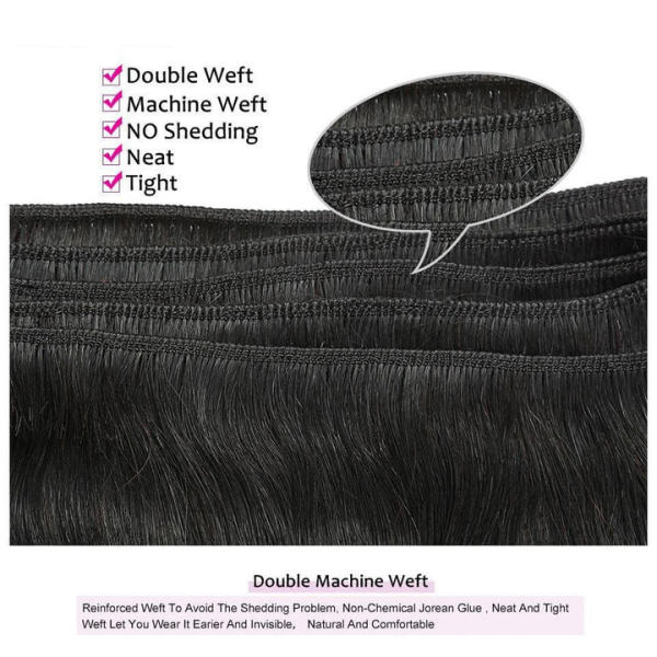 Close-Up of Double Machine Weft for Brazilian Deep Wave Hair Bundles