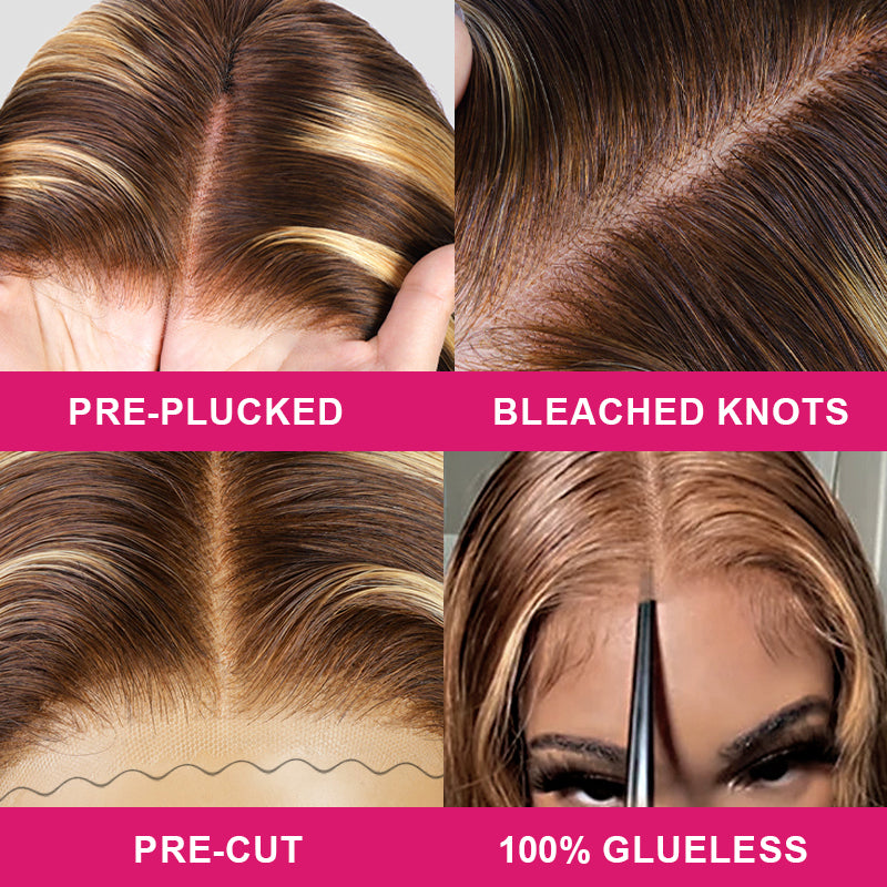 Lace Front Wig Details: Pre-Plucked Hairline, Bleached Knots, and Glueless Design