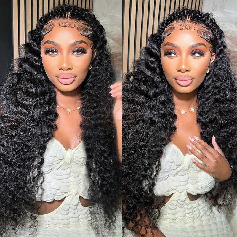Ishow Brazilian Deep Wave Hair 4 Bundles With 13*4 Lace Frontal Closure