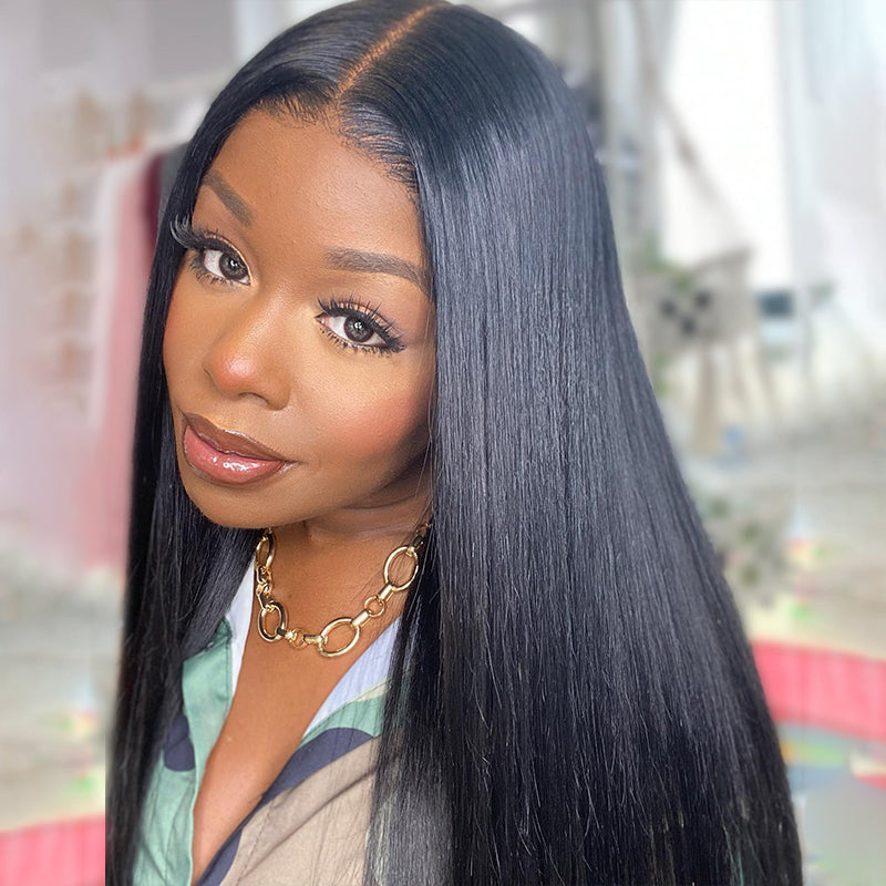 Woman With Ishow Brazilian Straight Hair Closure