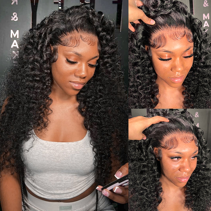 Deep Curly 13x4 Lace Front Wig HD Human Hair Lace Wigs Indian Hair Wigs With Baby Hair