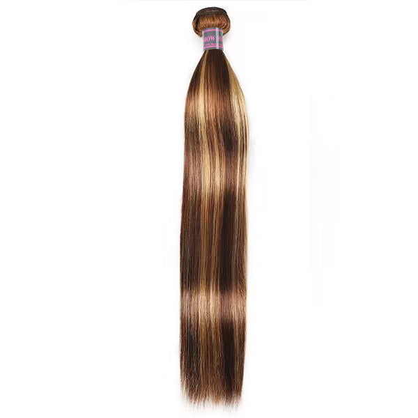 P4/27 Honey Blonde Straight Hair Bundle Showcasing Sleek, Shiny Strands