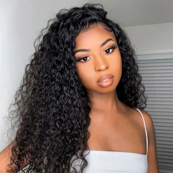 Model With Deep Wave Human Hair Wig, Displaying a Natural Beauty Look