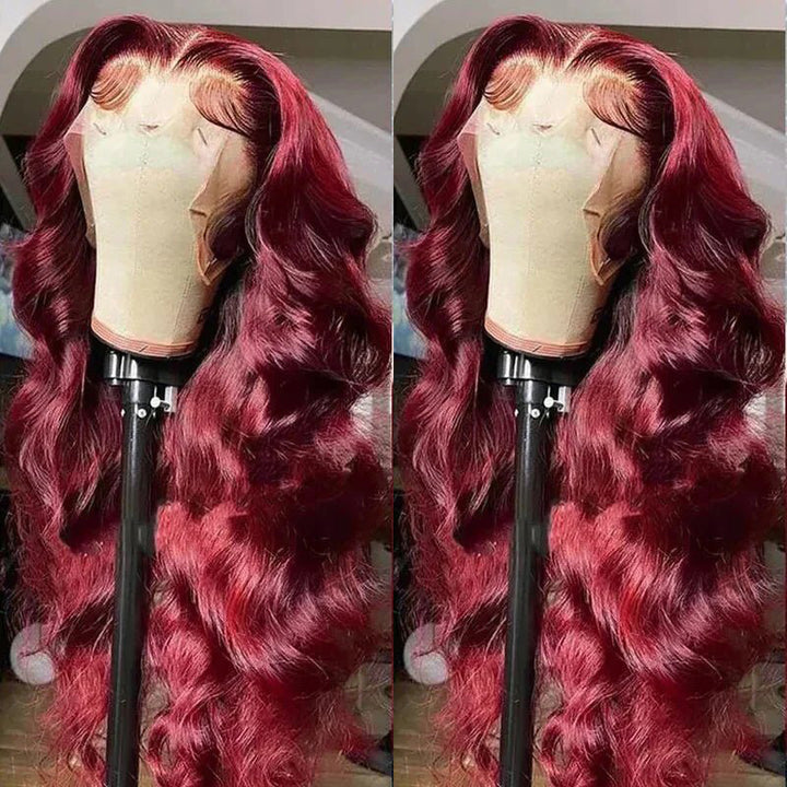 Burgundy Wigs 13x4 Body Wave Colored Lace Front Wigs 250% Density Human Hair Wigs