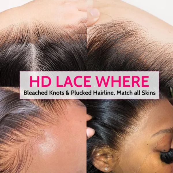 Close-Up of HD Lace Showing Bleached Knots and Plucked Hairline for Natural Blend