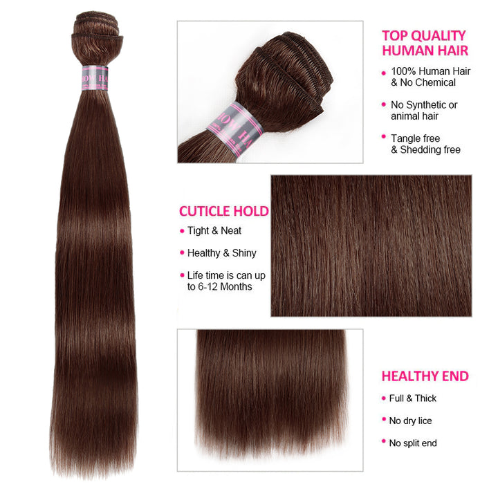 Ishow 4# Brown Human Hair Bundle - Top Quality & Healthy Ends