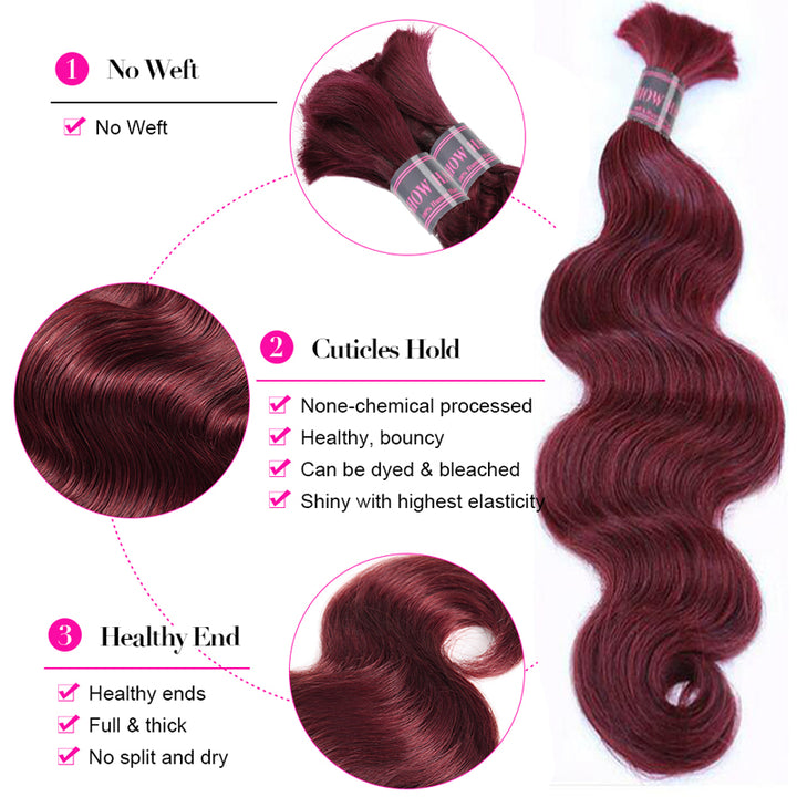 99J Burgundy Body Wave Hair Bundle Highlighting Softness and Healthy Cuticles