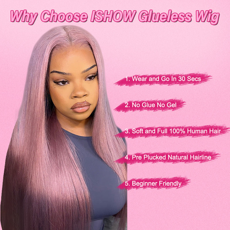 Ishow Glueless Ash Purple Wig - Easy to Wear
