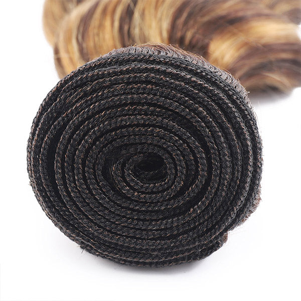 Rolled Ishow P4/27 Honey Blonde Loose Deep Wave Hair Bundle Ready for Styling