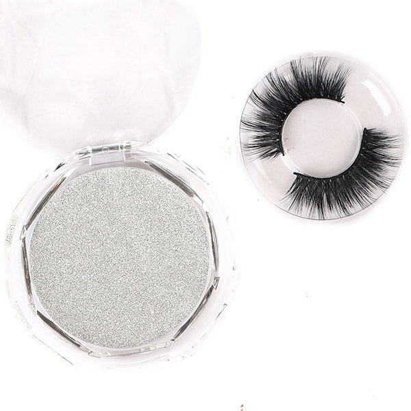 Silver Glitter and Fluffy Mink Eyelashes for Makeup Application