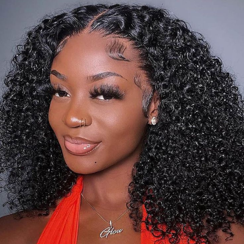 Model Wearing Curly Short Bob Wig Promoting Bogo Free Offer