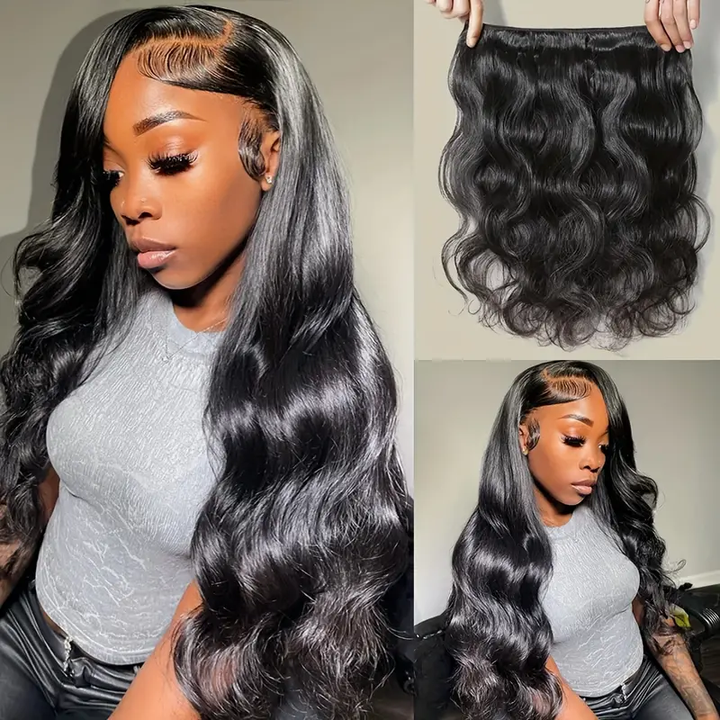 Malaysian Body Wave Hair Extension Model in Soft Waves, Natural Black Color Hairstyle