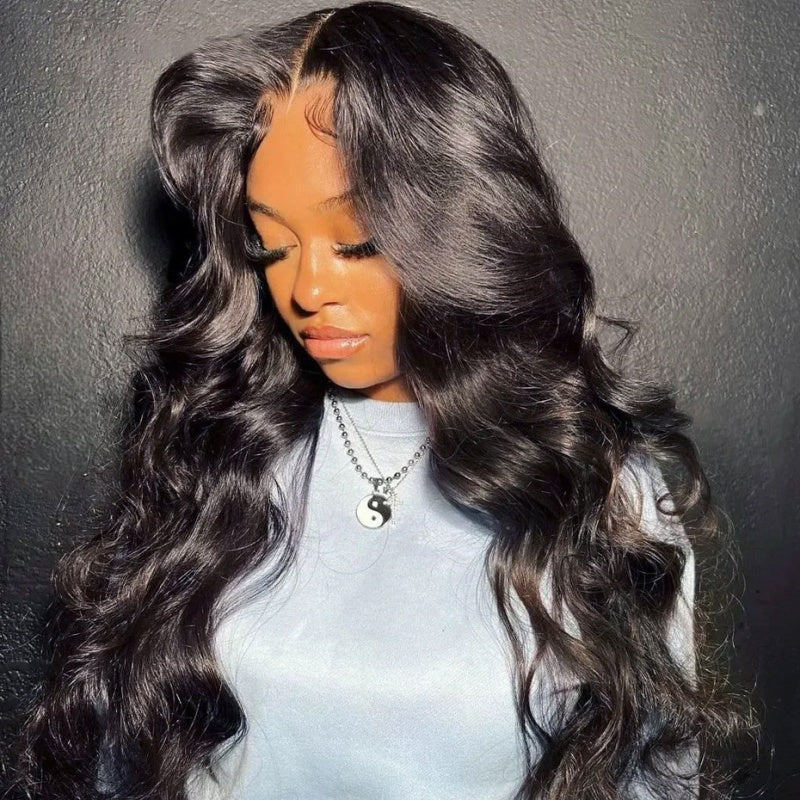 30 Inch Glueless Wig Displayed On a Model With Flowing Wavy Hair