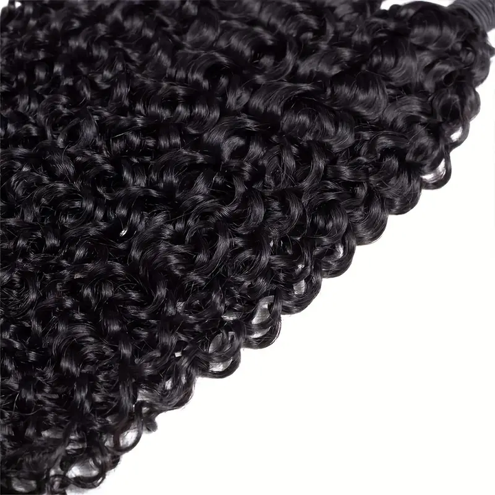 Natural Black Kinky Curly 100% Human Hair Bundle With Defined Bouncy Curls