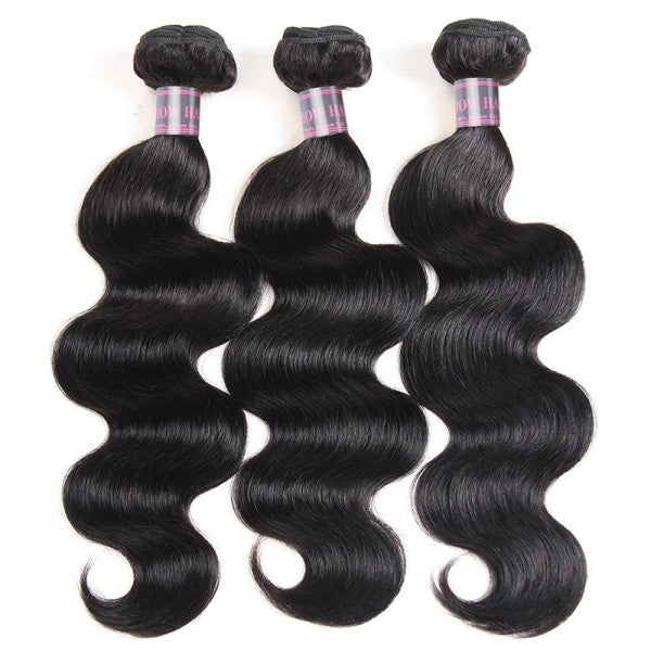 Three Bundles of Natural Black Body Wave Hair Extensions By Ishow