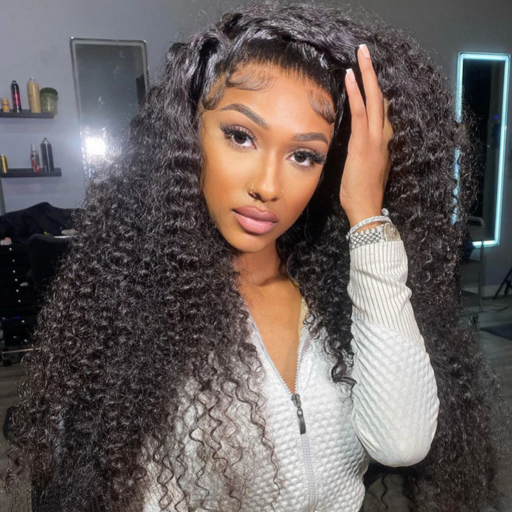 Model With Natural Color Malaysian Water Wave Hair Weave Styled in Luscious Curls