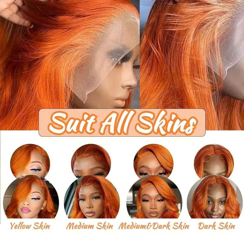 Ginger Lace Front Wig On Model, Suitable for Various Skin Tones With Natural Hairline