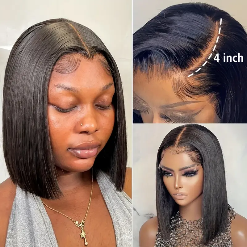 Sleek Straight Bob Lace Front Wig With 4 Inch Part, Styled On Two Models
