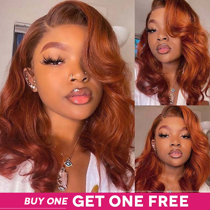 [Ishow Bogo Free] Colored Short Bob Wig P4/27 Honey Blonde/Ginger/Aburn Reddish Brown Body Wave/Straight HD Lace Closure Hair Wigs 