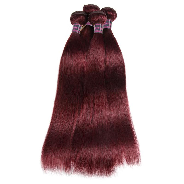 Smooth 99J Burgundy Straight Human Hair Bundles, Ideal for Styling