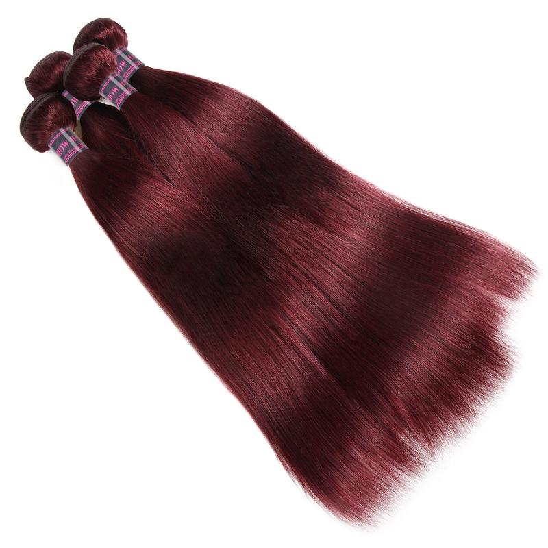 99J Burgundy Straight Human Hair Bundles With Vibrant Color and Smooth Texture