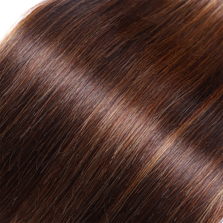 Close-Up of Silky Straight Human Hair Weave in T1B 4/30 Color
