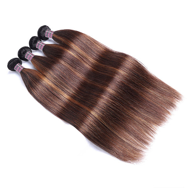 T1B 4/30 Brazilian Straight Hair Bundles Displaying Shiny Highlights