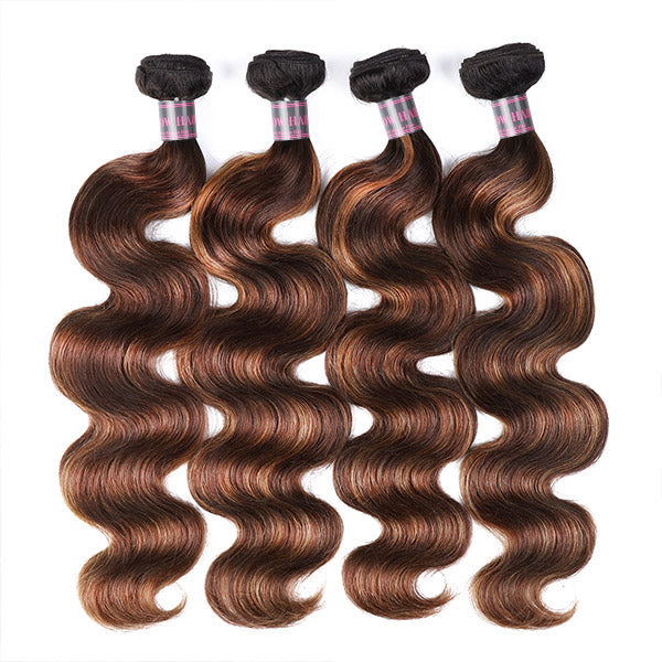 4 Bundles of T1B 4/30 Balayage Body Wave Hair With Soft, Flowing Waves