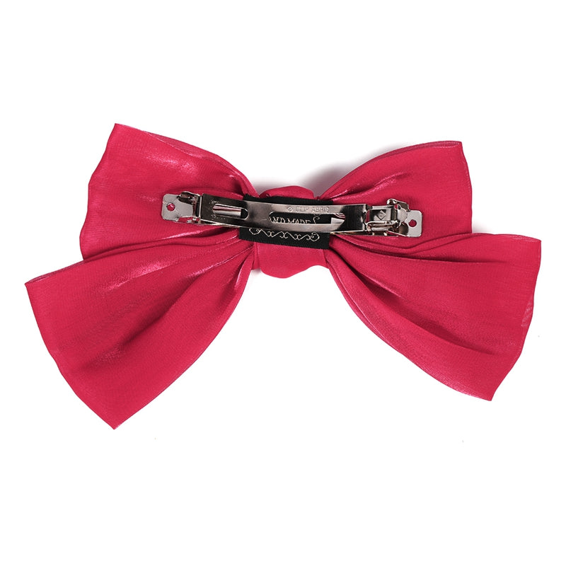 Fuchsia Satin Bow Hair Clip With Sturdy Metal Clasp for Everyday Styling