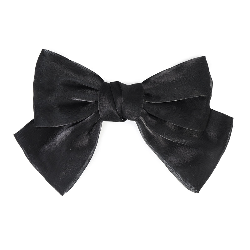 Elegant Black Satin Bow Hairpin for Versatile Daily Hairstyles
