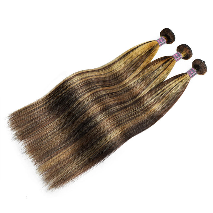 Yaki Straight Brazilian Hair Bundles P4/27 Highlights